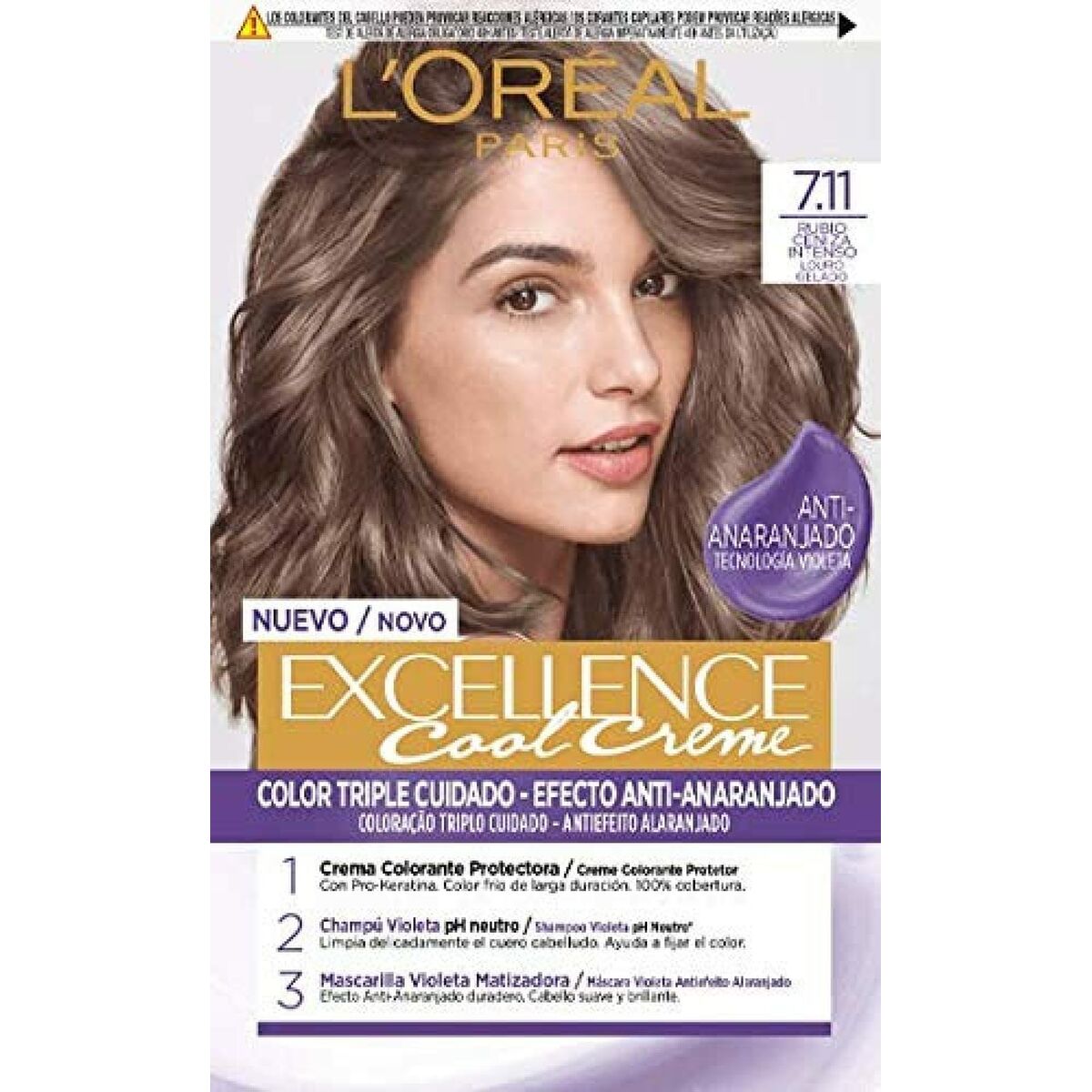 Permanent Colour Creme L’Oreal Make Up Excellence Ash Blonde 7,11 Intense Nº 7,11-Rubio Ceniza Intenso 192 ml