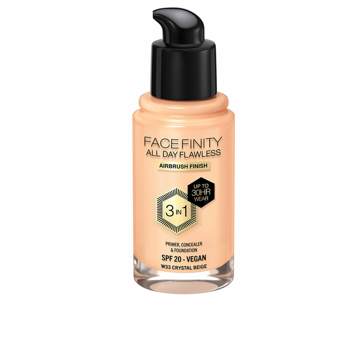 Crème Make-up Base Max Factor Face Finity All Day Flawless Nº W33 Crystal beige W33-Crystal Beige Spf 20 30 ml 3-in-1