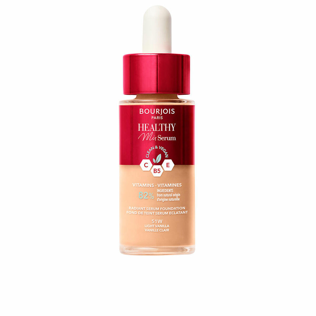 Liquid Make Up Base Bourjois Healthy Mix Nº 51W Light vanilla Nº 51w-Light Vanilla 30 ml Serum
