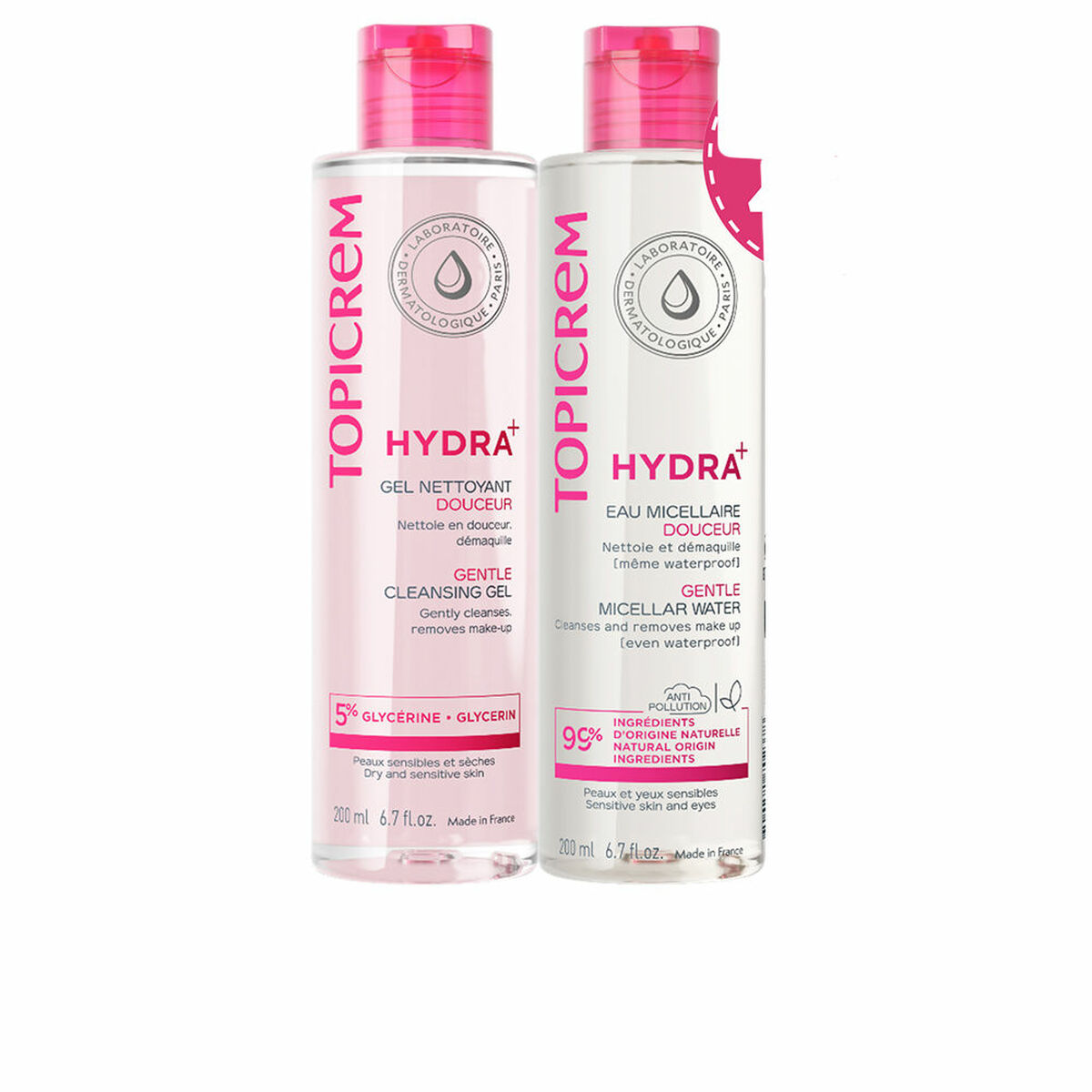 Facial Cleansing Gel Topicrem HYDRA+ 2 Pieces