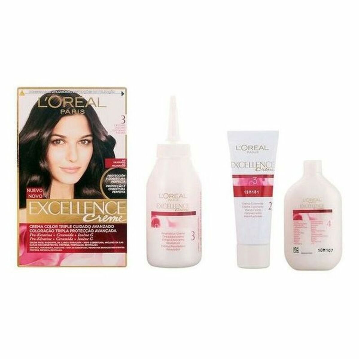 Permanent Dye L’Oreal Make Up Excellence Nº 3 Castano Oscuro Nº 3-Castano Oscuro 192 ml