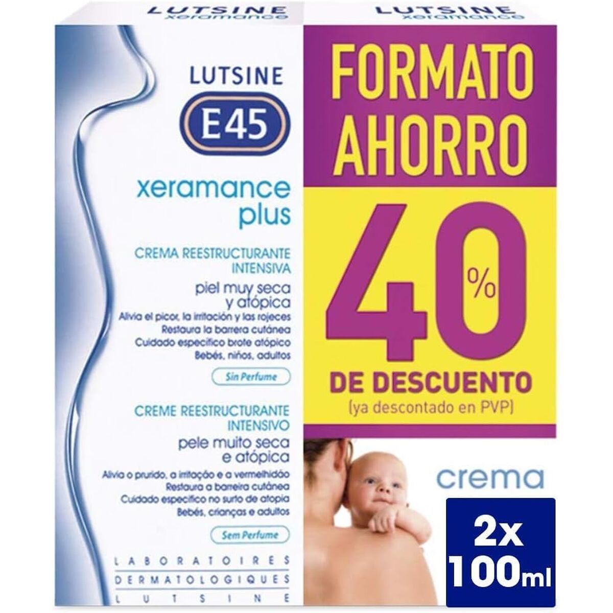 Body Cream Lutsine E45 XERAMANCE PLUS 100 ml 2 Units