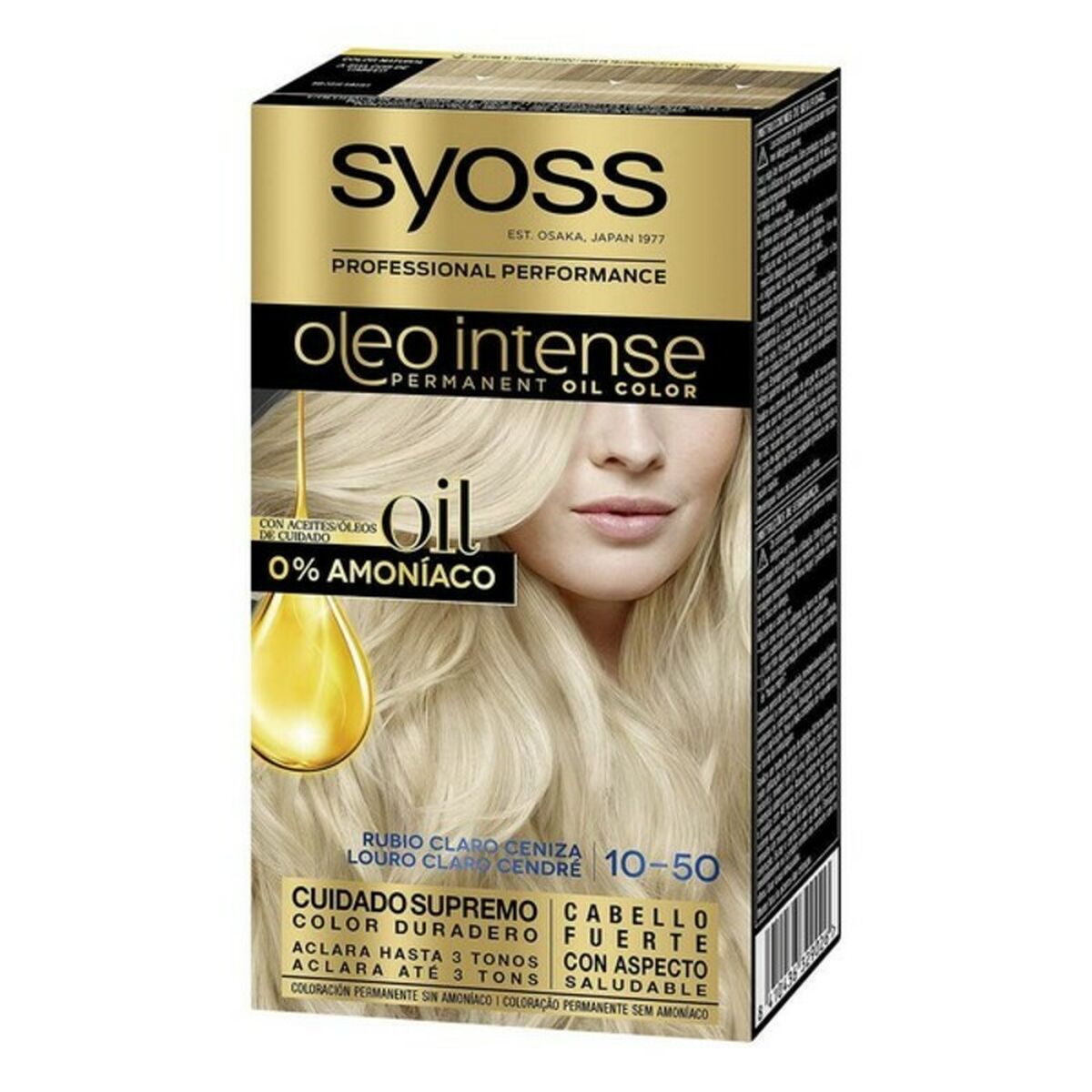 Permanent Dye Syoss Olio Intense Light Ash Blonde Nº 10,50 Platinum Blonde Nº 10.50 – Rubio Claro Ceniza