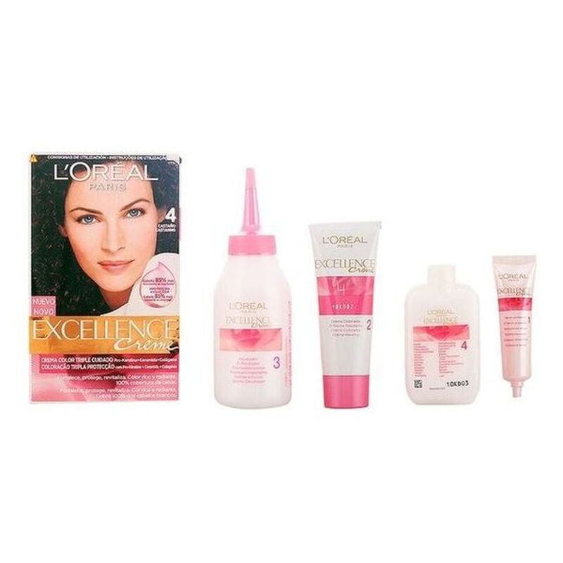 Permanent Dye L’Oreal Make Up Excellence Nº 4-Castano 192 ml