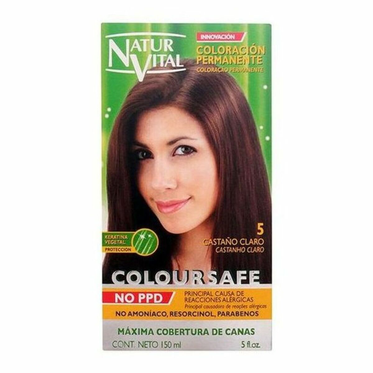 Dye No Ammonia Naturaleza y Vida Coloursafe Nº 5-Castano Claro 150 ml