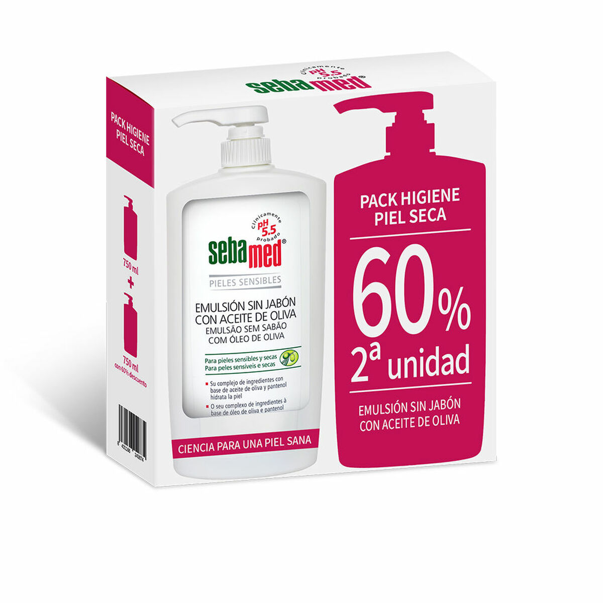 Shower Gel Without Soap Sebamed Emulsión Sin Jabón 750 ml Dry Skin Olive Oil 2 Units