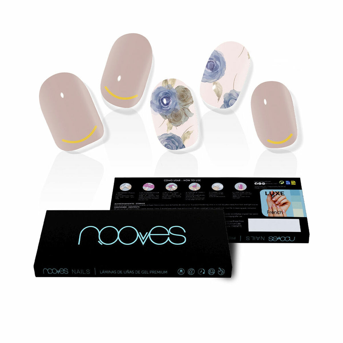 False nails Nooves Elegant Floral metal Gel Self-adhesives 20 Pieces