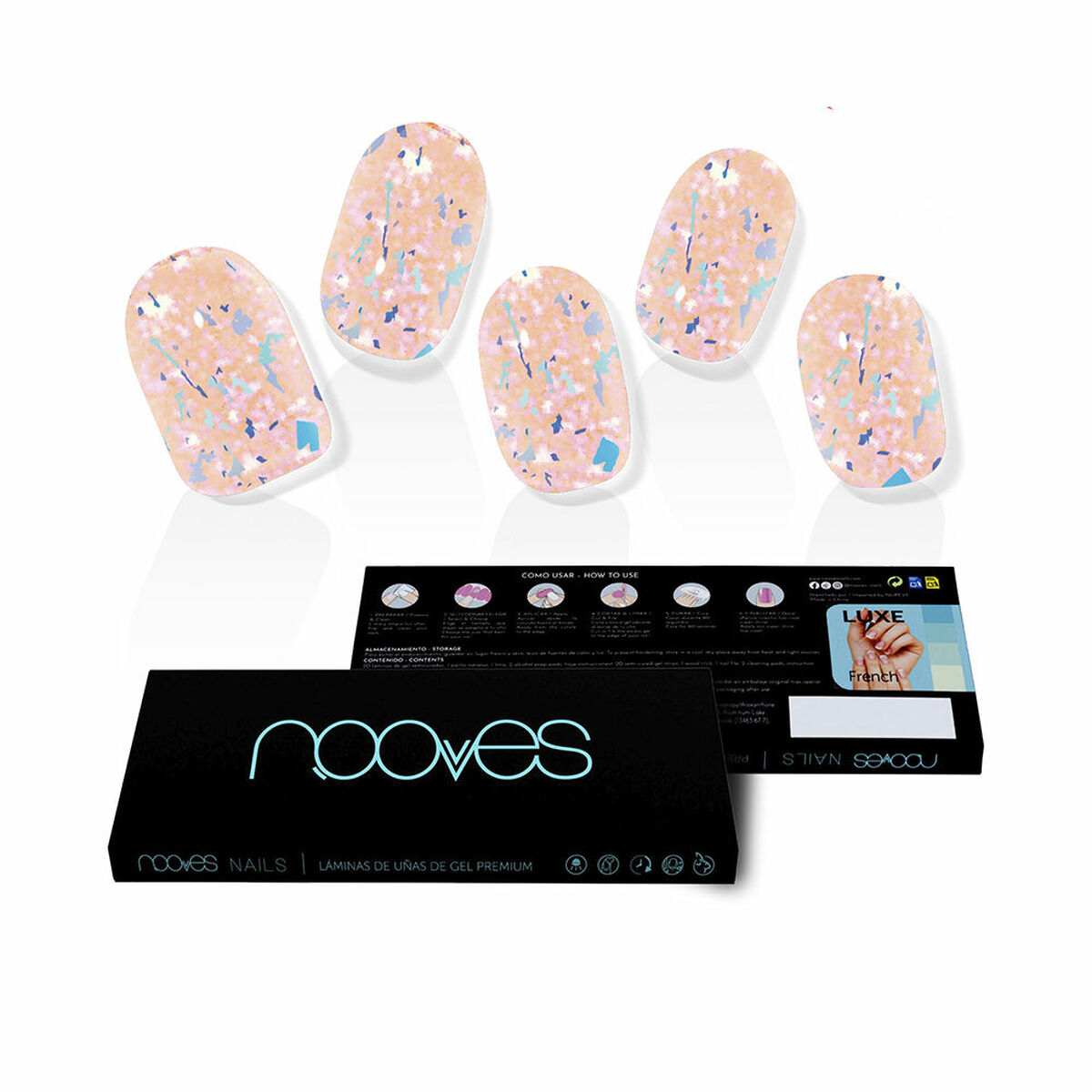 False nails Nooves Peach Galettes metal Gel Self-adhesives 20 Pieces